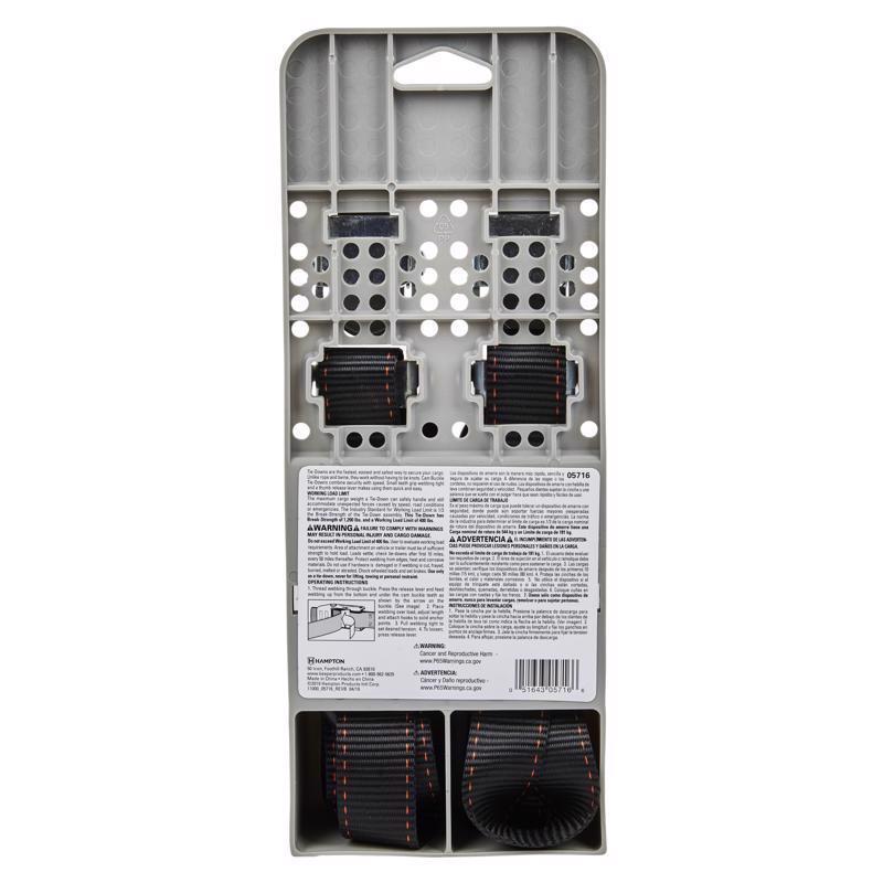 Keeper 1 in. W X 8 ft. L Black Tie Down Strap 400 lb
