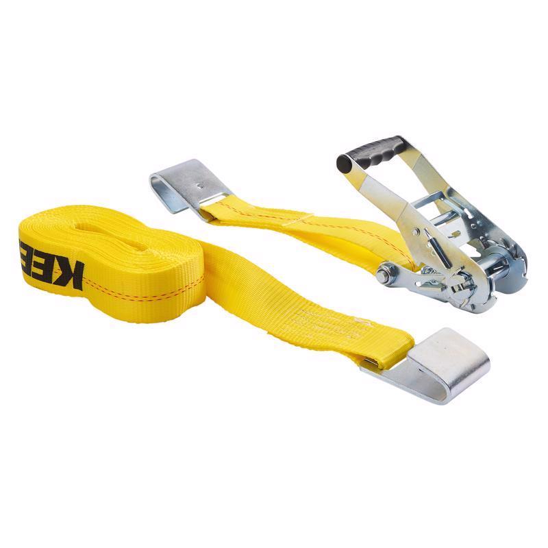 Keeper 2 in. W X 27 ft. L Yellow Tie Down w/Ratchet 3333 lb