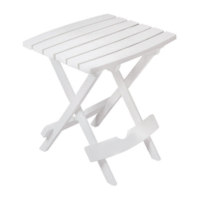 Adams Quik-Fold White Rectangular Resin Folding Side Table