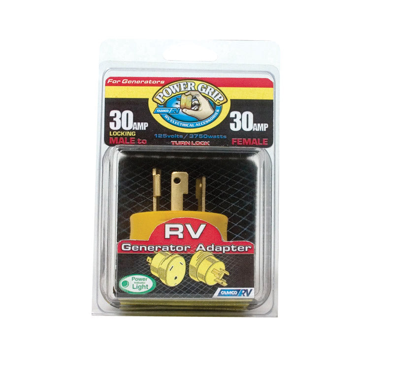 Camco Power Grip 2.1 in. 30 amps RV Generator Adapter 30 AMP