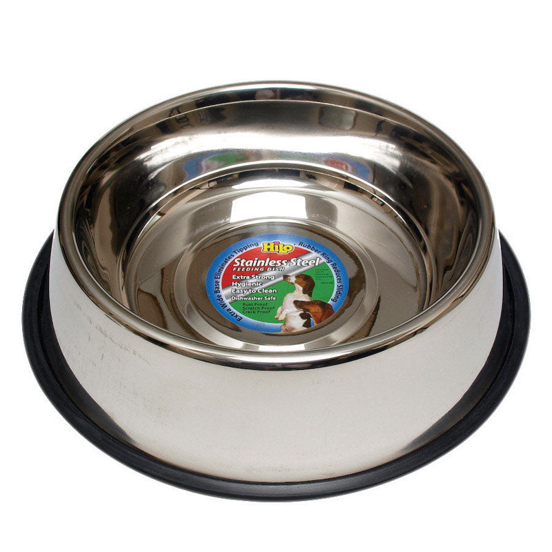HiLo Silver Plain Stainless Steel 96 oz Pet Dish For Dog