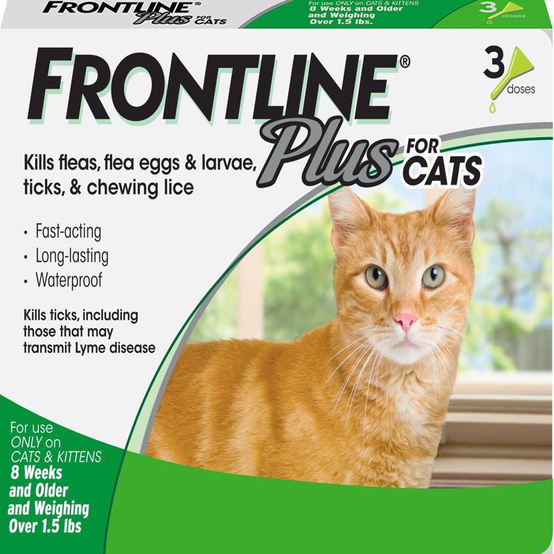 Frontline Plus Liquid Cat Flea and Tick Drops 9.8% Fibronil, 8.8% (S)-methoprene 0.02 oz