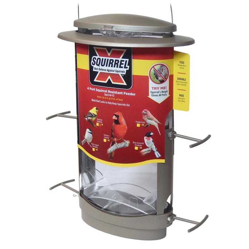 Squirrel-X Wild Bird 4.2 lb Metal/Plastic Tube Bird Feeder 4 ports