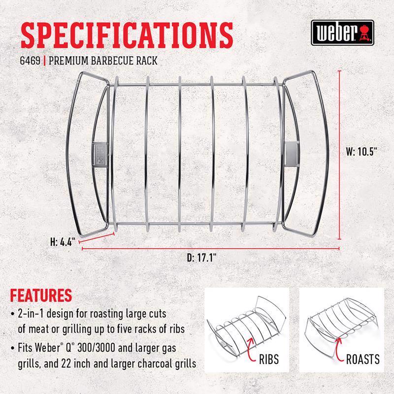 Weber Steel Roasting Rack 17.1 in. L X 10.5 in. W