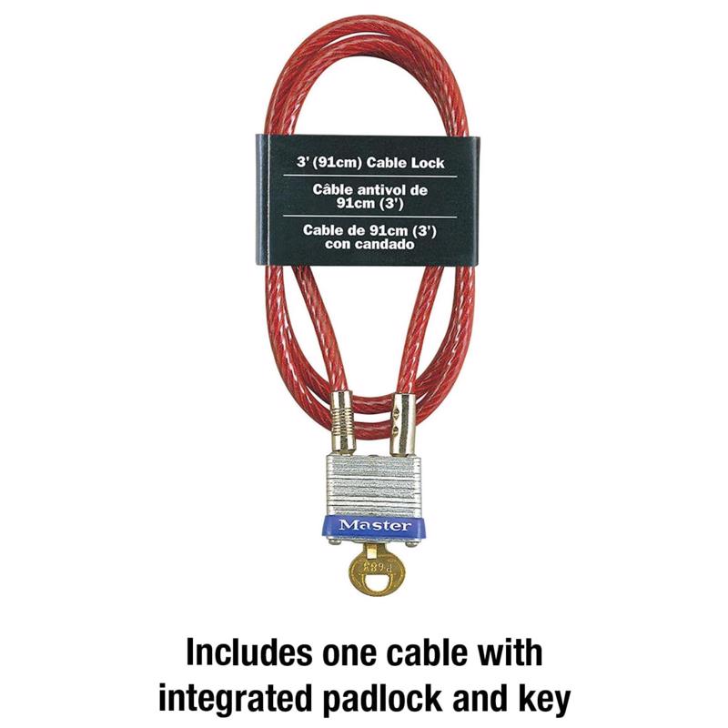 Master Lock 3/16 in. D X 36 in. L Vinyl Coated Steel Locking Cable