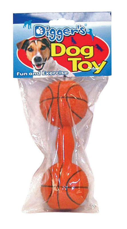 Boss Pet Digger's Orange Latex Basketball Dumb Bell Squeaky Dog Toy Large