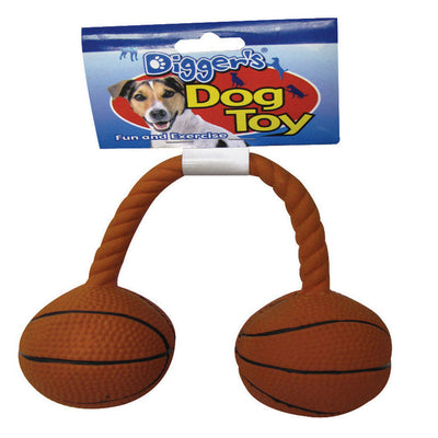 Boss Pet Digger's Orange Latex Twin Basketball Squeaky Dog Toy Medium