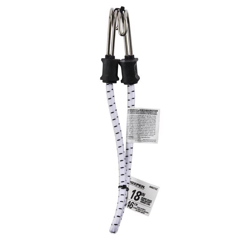 Keeper Twin Anchor White Bungee Cord 18 in. L X 0.315 in.