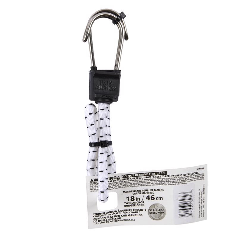 Keeper Twin Anchor White Bungee Cord 18 in. L X 0.315 in.