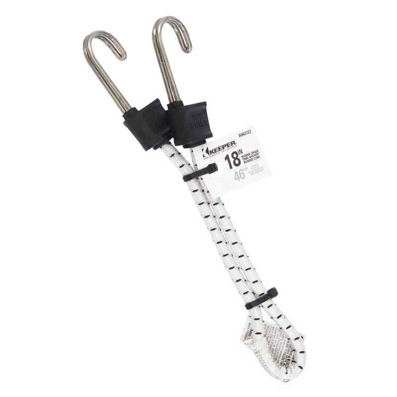 Keeper Twin Anchor White Bungee Cord 18 in. L X 0.315 in.