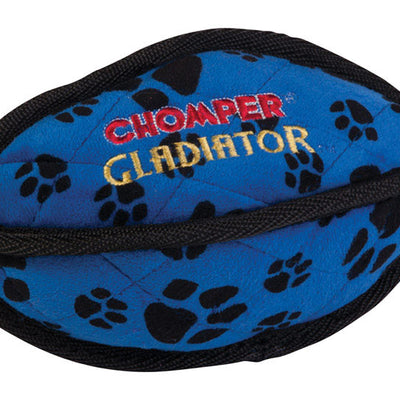 Chomper Gladiator Black/Blue Nylon/Plush Tuff Football Dog Toy Large