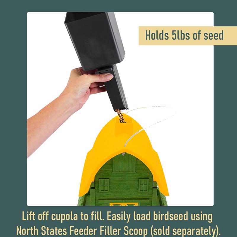 North States Wild Bird 5 lb Plastic Barn Hopper Bird Feeder 4 ports