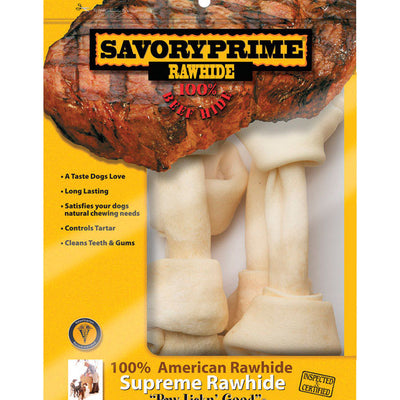 Savory Prime American Supreme Large Adult Knotted Bone Beef Rawhide 8-9 in. L 4 pk