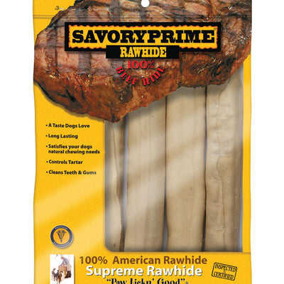 Savory Prime American Supreme Large Adult Rawhide Bone Beef Rawhide 10 in. L 4 pk