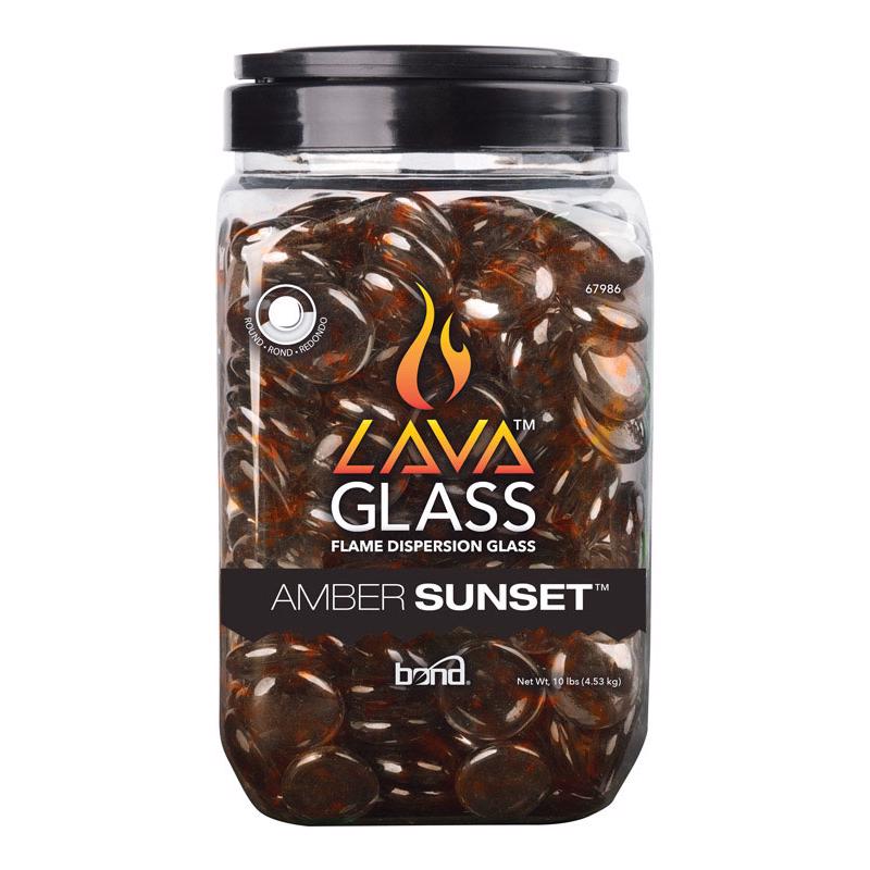 Bond Manufacturing Amber Sunset Gloss Glass Fire Pit Lava Glass