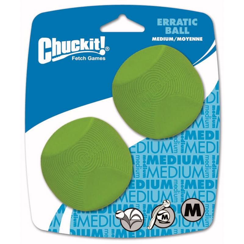 Chuckit! Green Rubber Erratic Bounce Bounce Ball Medium 2 pk