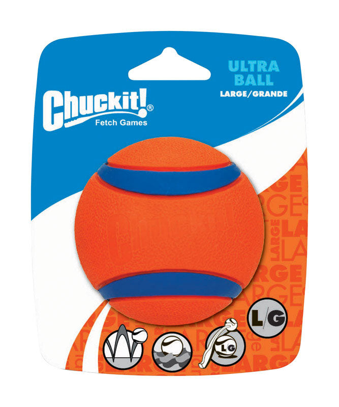 Chuckit! Ultra Ball Blue/Orange Rubber Fetch Ball Dog Toy Large