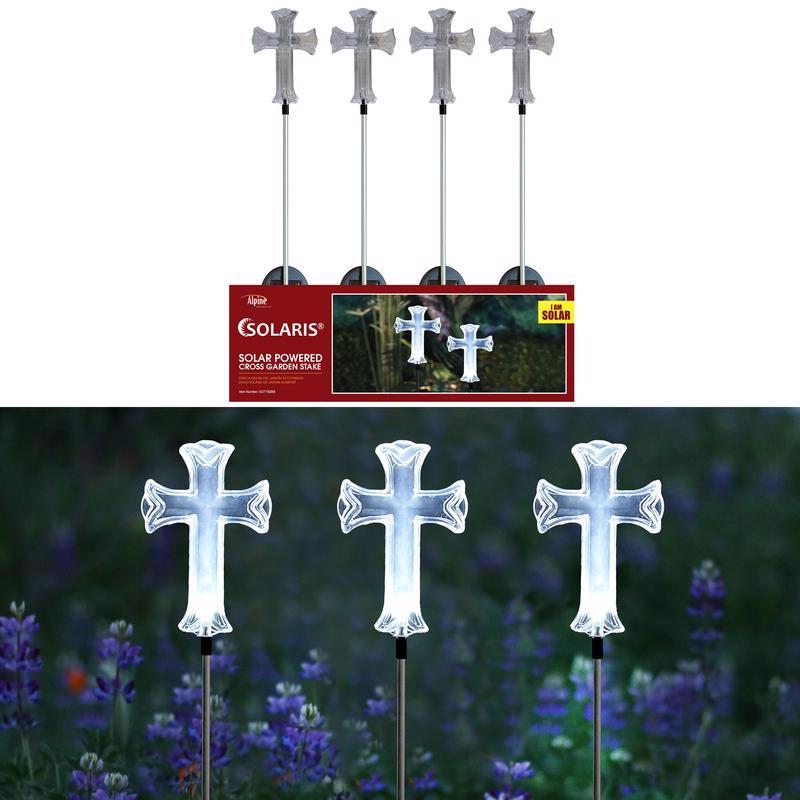 Alpine White Plastic 34 in. H X 3.5 in. L X 0.8 in. W Cross Outdoor Garden Stake