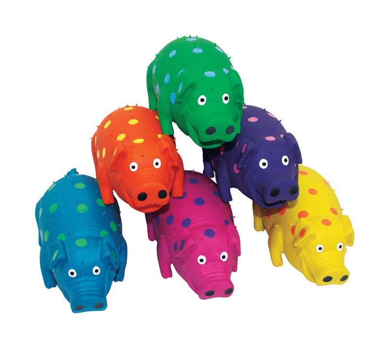 Multipet Globlets Assorted Latex Polka Dot Pig Dog Toy Large