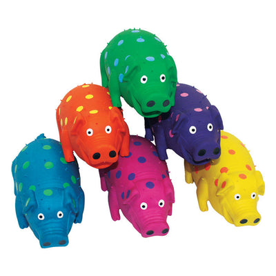 Multipet Globlets Assorted Latex Polka Dot Pig Dog Toy Large