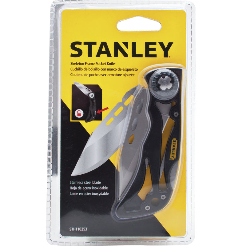 Stanley Skeleton Frame 7-1/4 in. Folding Pocket Knife Black/Gray