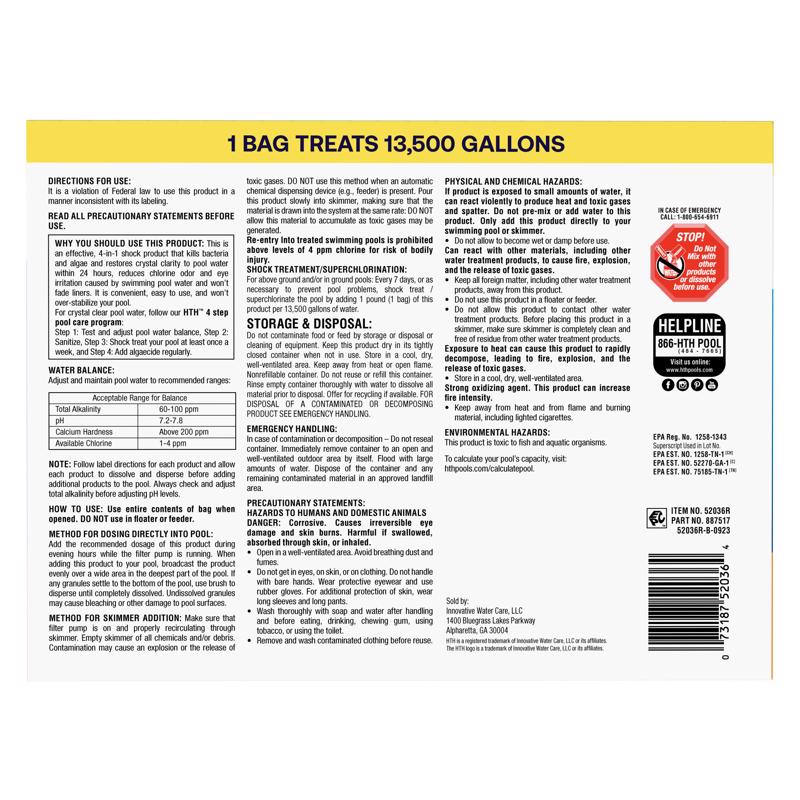 HTH Pool Care Solid Shock Treatment 6 lb