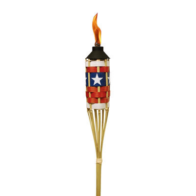 TIKI Easy Pour Multi-color Bamboo 57 in. American Flag Bamboo Torch