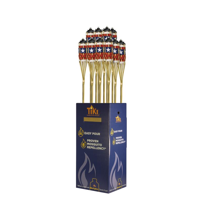 TIKI Easy Pour Multi-color Bamboo 57 in. American Flag Bamboo Torch
