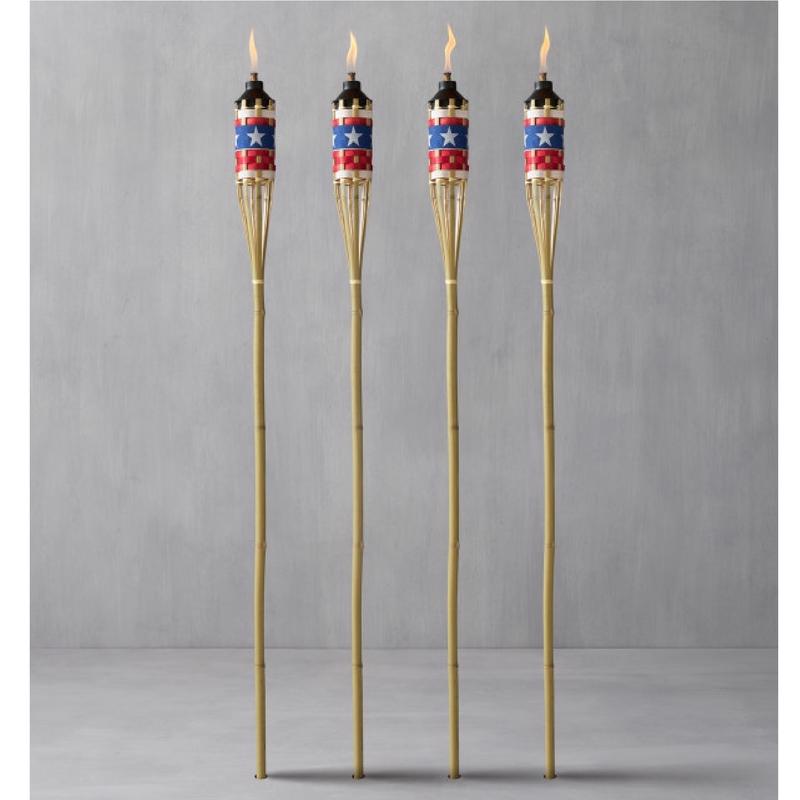 TIKI Easy Pour Multi-color Bamboo 57 in. American Flag Bamboo Torch