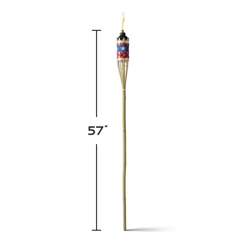 TIKI Easy Pour Multi-color Bamboo 57 in. American Flag Bamboo Torch