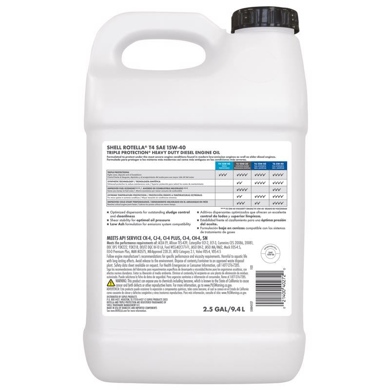 Shell Rotella 15W-40 Diesel Heavy Duty Engine Oil 2.5 gal
