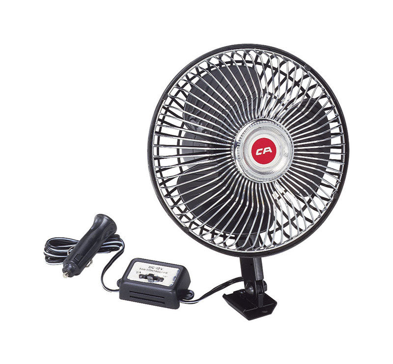 Custom Accessories 12 V Black Oscillating Fan