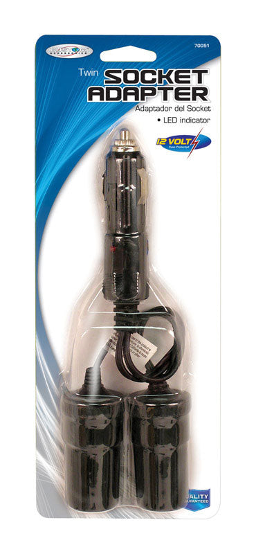 Custom Accessories 12 V Black Twin Plug Lighter Socket