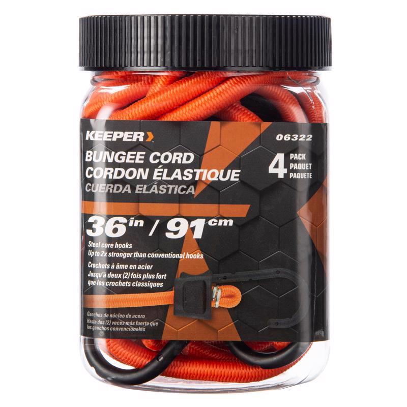 Keeper Black/Orange Bungee Cord 36 in. L X 0.374 in.