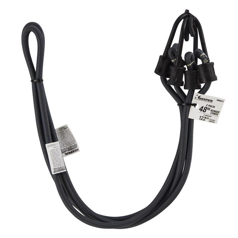 Keeper Black/Gray Bungee Cord 48 in. L X 0.315 in. 2 pk
