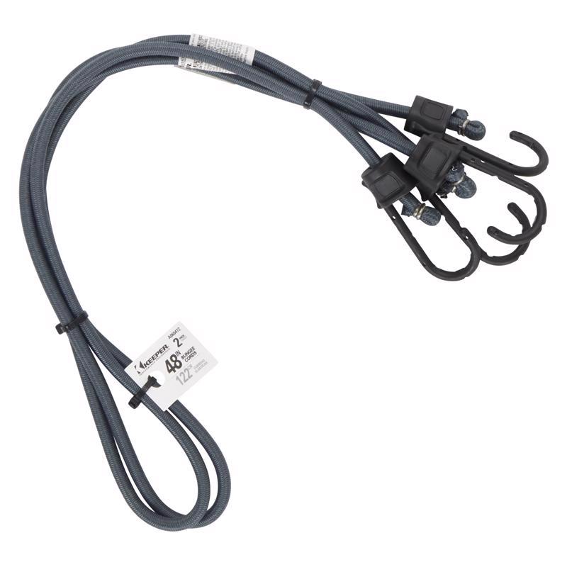 Keeper Black/Gray Bungee Cord 48 in. L X 0.315 in. 2 pk