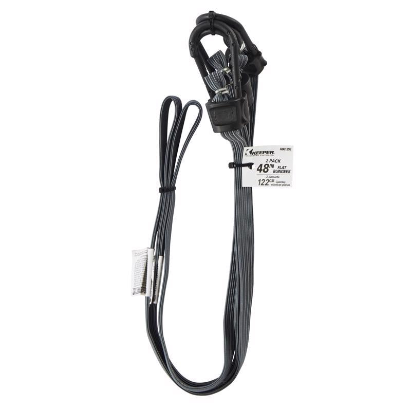Keeper Gray Flat Bungee Cord 48 in. L X 0.315 in. 2 pk