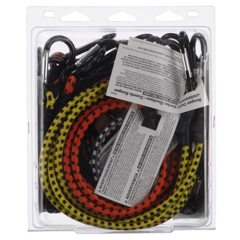 Keeper Assorted Carabiner Style Bungee Cord 18 in. L X 0.315 in. 12 pk