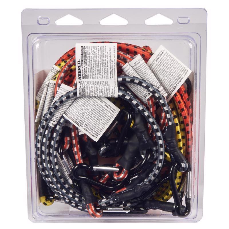 Keeper Assorted Carabiner Style Bungee Cord 18 in. L X 0.315 in. 12 pk