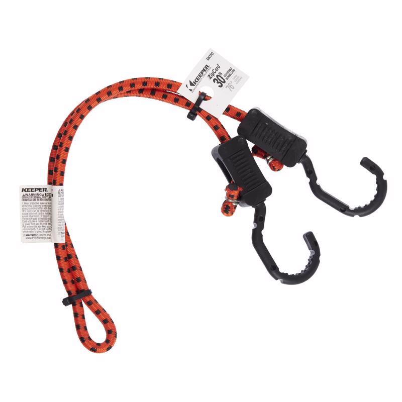 Keeper Orange Adjustable Bungee Cord 30 in. L X 0.315 in.