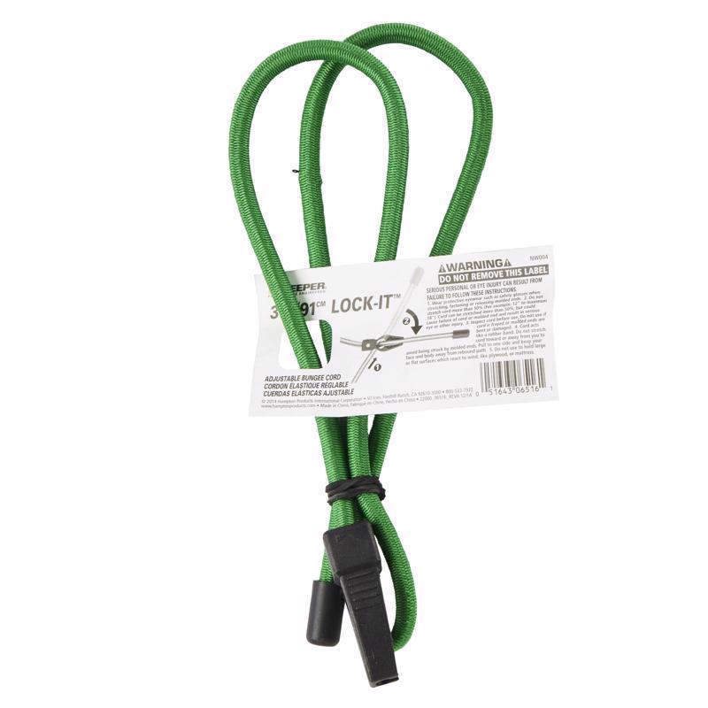 Keeper Lock-It Green Adjustable Bungee Cord 36 in. L X 0.5 in.