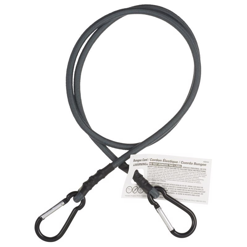Keeper Gray Carabiner Style Bungee Cord 48 in. L X 0.315 in. 2 pk