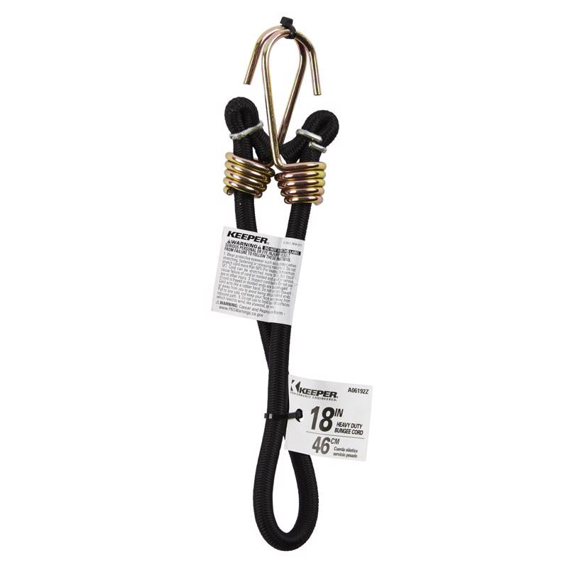 Keeper Black Bungee Cord 18 in. L X 0.374 in.
