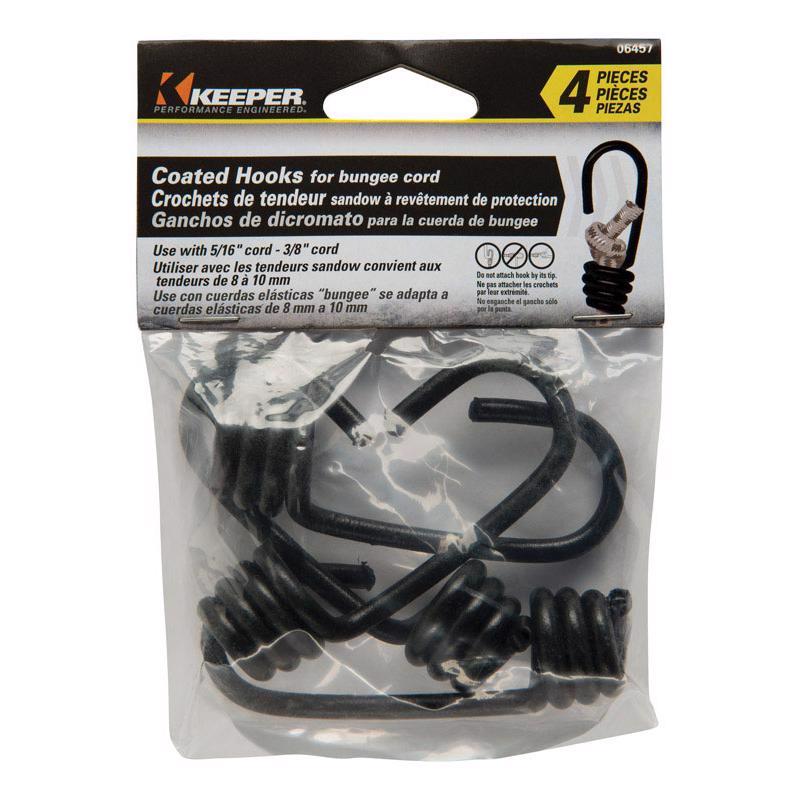 Keeper Black Bungee Cord Hooks 5/16 in. L X 3/8 in. 4 pk