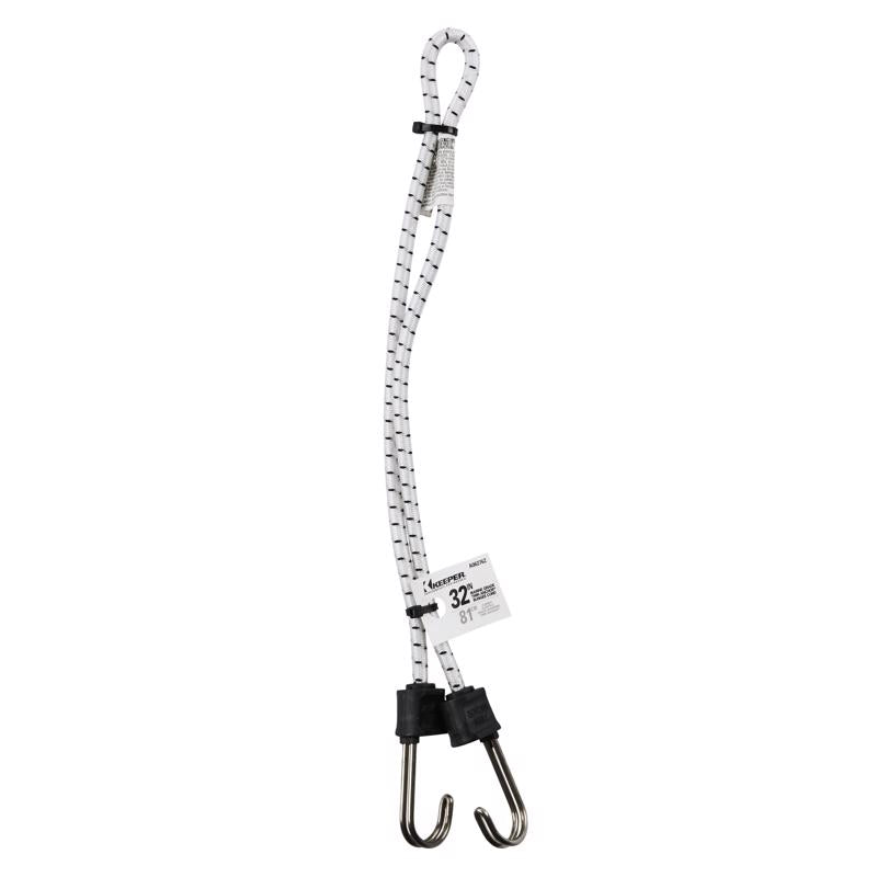 Keeper Black/White Bungee Cord 32 in. L X 0.315 in.