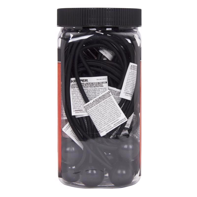 Keeper Black Bungee Ball Cord 8 in. L X 0.315 in. 25 pk