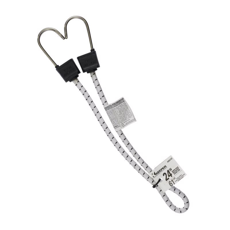 Keeper Black/White Bungee Cord 24 in. L X 0.315 in.