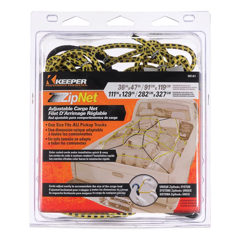Keeper Black/Yellow Adjustable Cargo Net 47 in. L X 0.14 in.