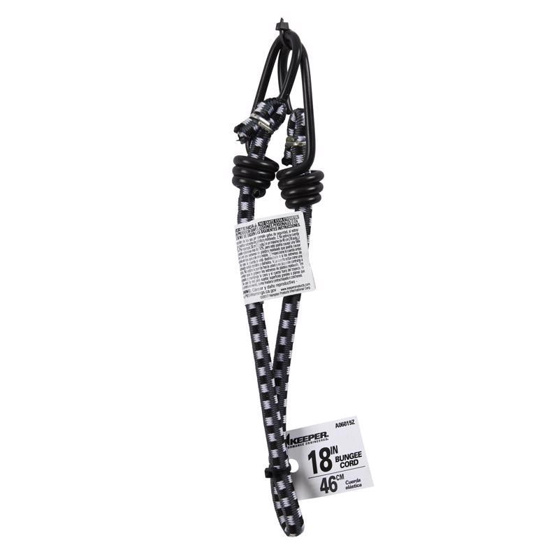 Keeper Black/White Bungee Cord 18 in. L X 0.315 in.