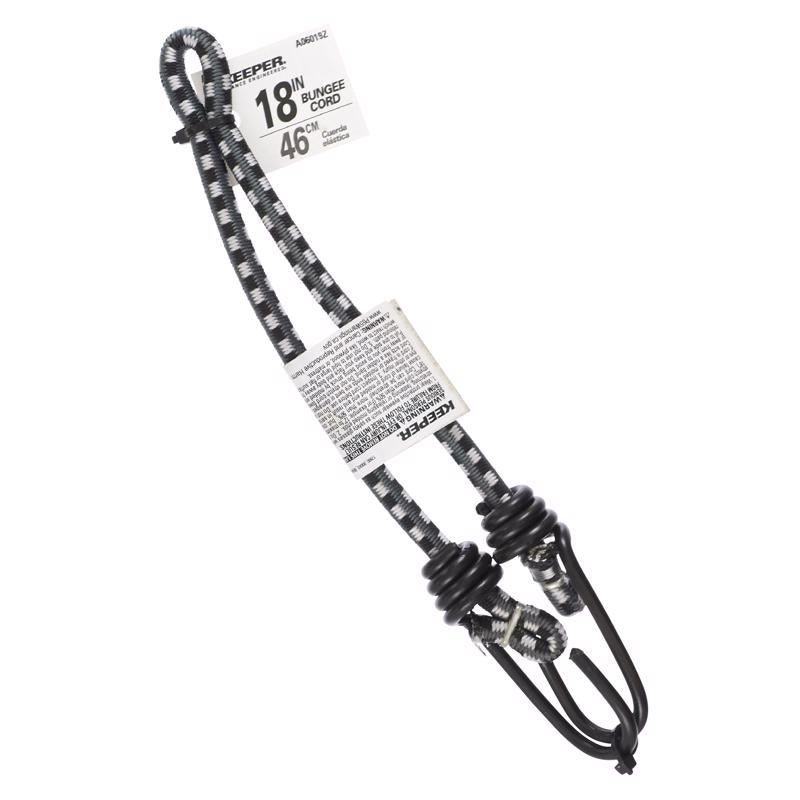 Keeper Black/White Bungee Cord 18 in. L X 0.315 in.